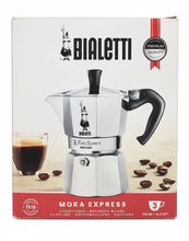 Bialetti Moka Express espresso maker packaging on a white background